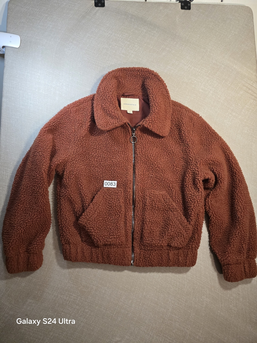 Aeropostale Teddy Bear Rust Jacket Cropped Sherpa Cozy Boho Women's Small